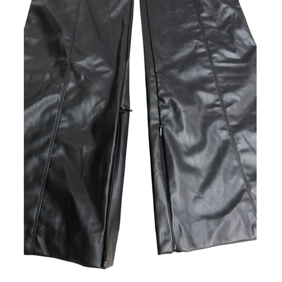 Zara High Rise Front Seam Kick-Out Faux Leather Pants Black w/ Zipper size S - Picture 5 of 5